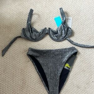 Silver sparkle OneOne swimsuit NWT SIZE S one one